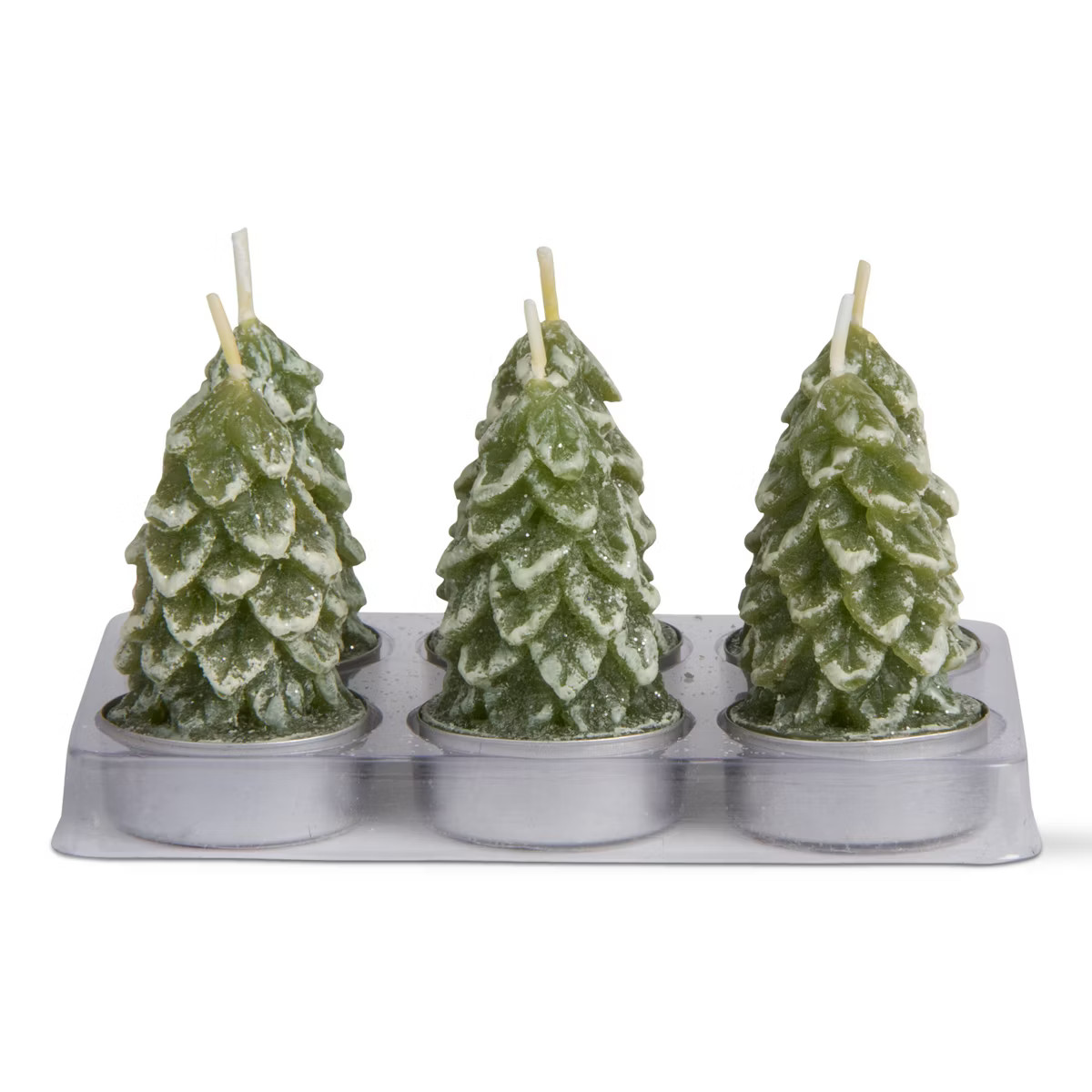 tagltd Christmas Winter Themed Snow Tipped Green Spruce Tree Tealight Candles Set of 6 Christmas ... | Target