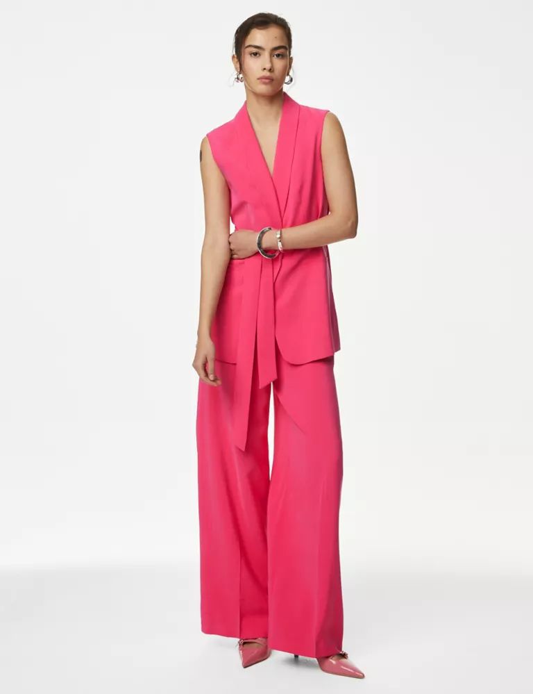 Satin Tailored Wide Leg Trousers | Marks & Spencer (UK)