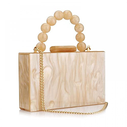 Womens Acrylic Purses Evening Clutch Bag Handbags Cross Body Bag with Pearl Chain Formal Wedding Prom Party (Beige) | Amazon (UK)