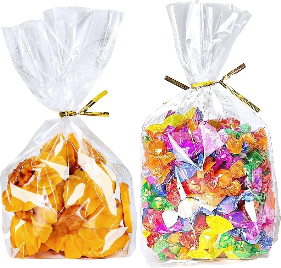 PigPotParty Cellophane Treat Bags 6x9 Inch, 50 Pack, Clear Goodie Bags | Amazon (US)