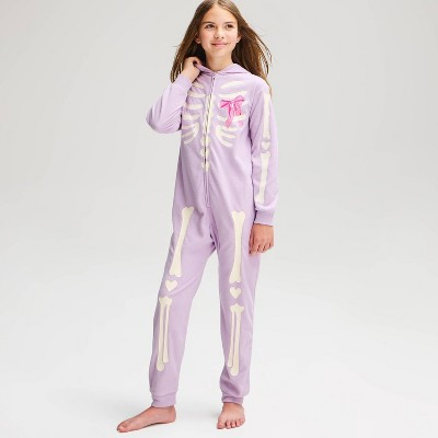 Girls' Halloween Skeleton Union Suit - Cat & Jack™ Light Purple L | Target