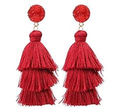 Colorful Tassel Earrings for Women - Layered Tassle Earrings - Choice of Color | Amazon (US)