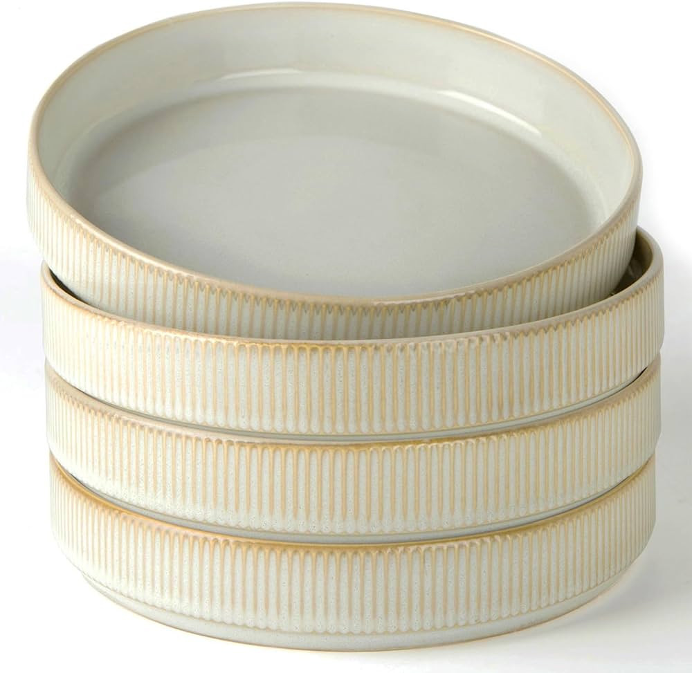 famiware Star 8.25" Pasta Bowls, Large Dinner Bowls Set of 4, Salad Bowl Plates, Shallow Bowls fo... | Amazon (US)