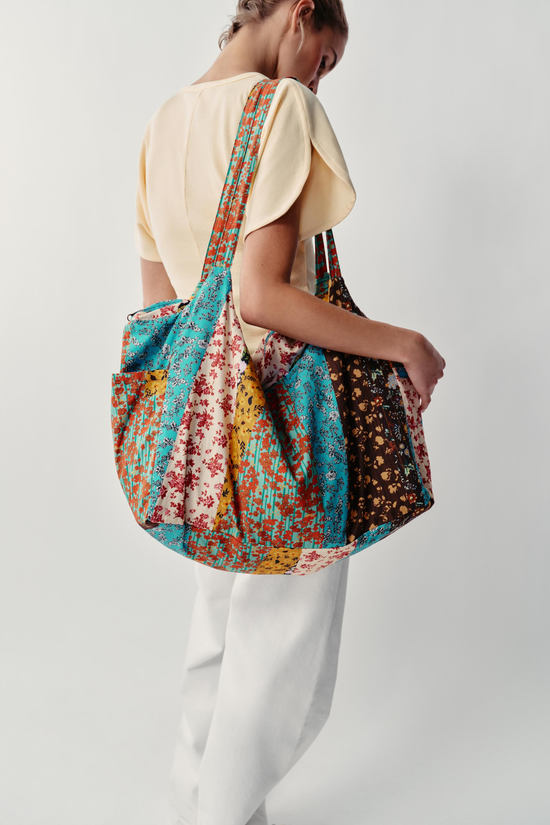 Zara - 100% Cotton Floral Print Maxi Bag - Multicolored - M - Woman | Zara US