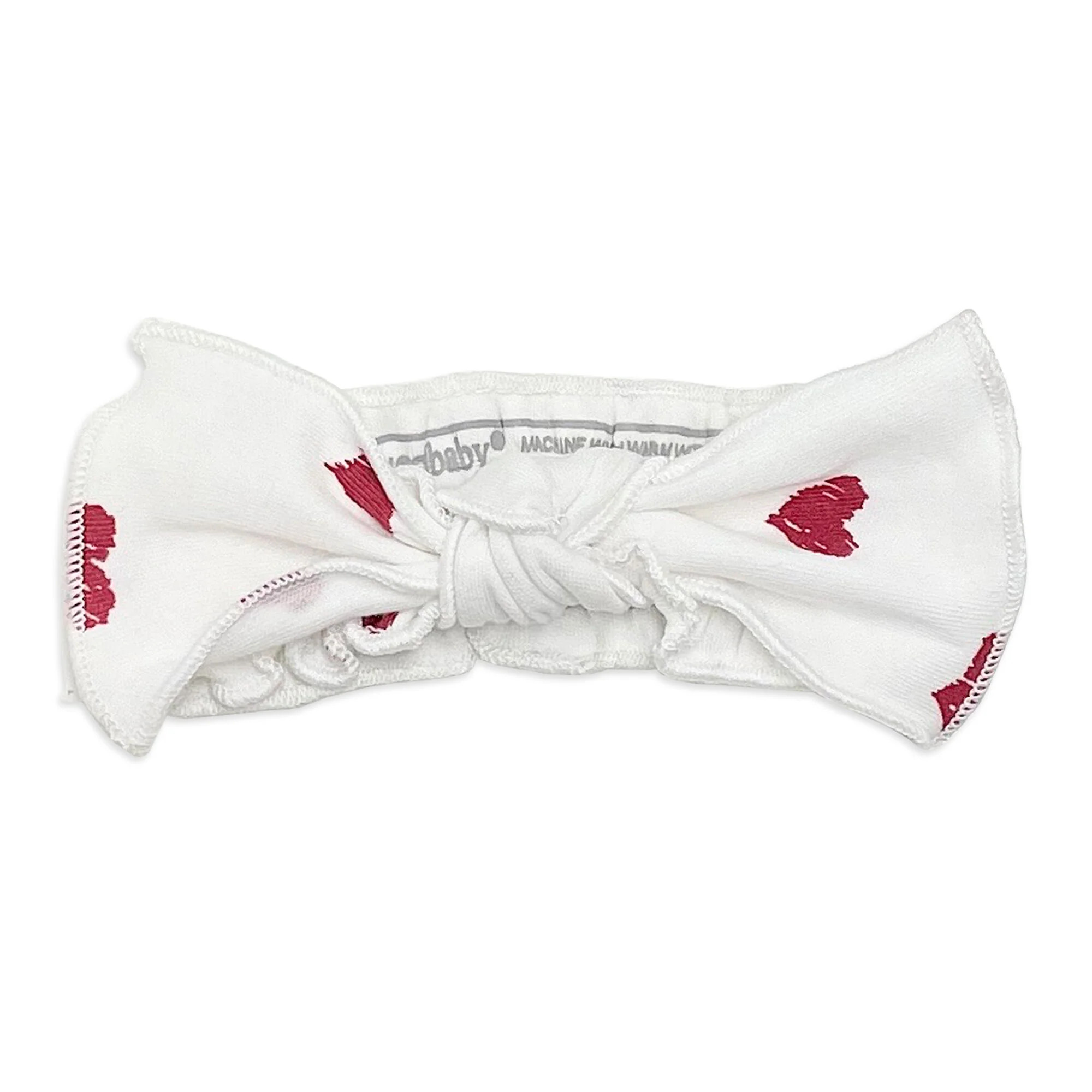 Organic Smocked Headband in Crimson Hearts | L'ovedbaby
