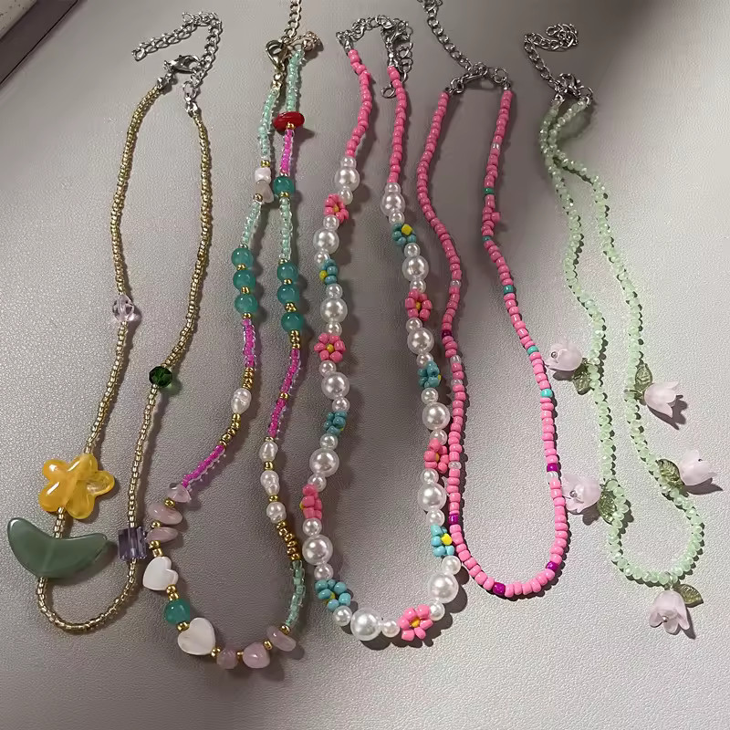 Boho Colorful Small Seed Bead Weave Flower Necklace for Women Handmade Short Choker Collar Neck 2... | AliExpress (US)
