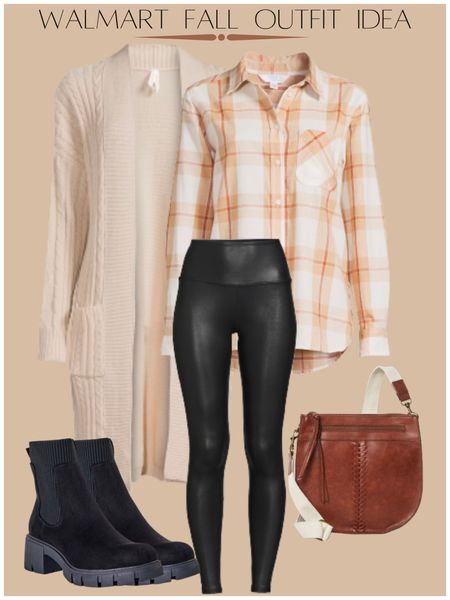Walmart fall outfit idea. Cardigan $25, faux leather leggings $16, crossbody bag $19, flannel shirt $15, boots $30






Fall outfits 
Fall trends 

#LTKSeasonal #LTKunder50 #LTKstyletip