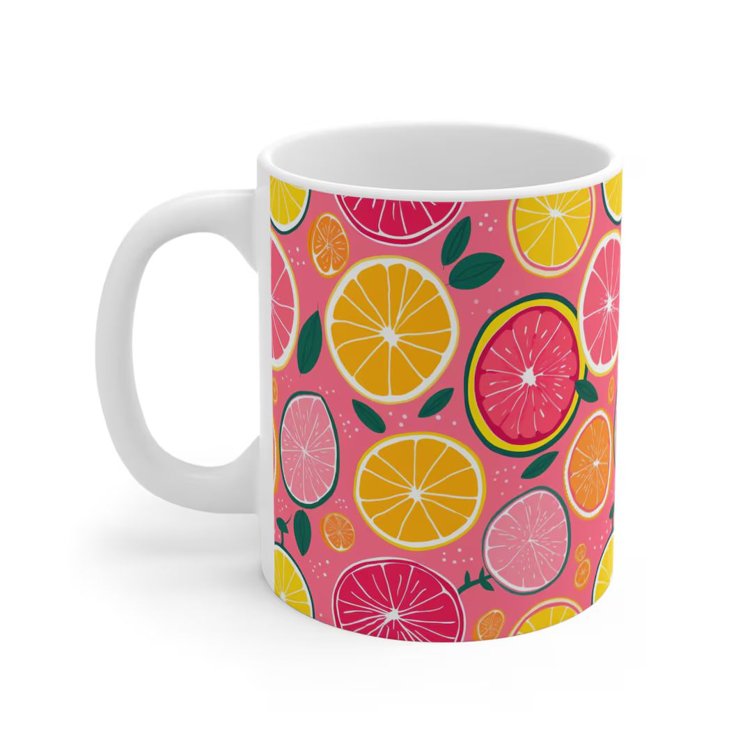 Fruit Mug, Fruits Mug, Healthy Food Mug, Mug for Fruits Lovers, Fruit Lovers Mug, Lemon Mug, Oran... | Etsy (US)