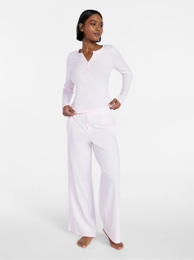 No Boundaries Cloud Core Sleepwear Henley Shirt, Women's XS-XXL | Walmart (US)