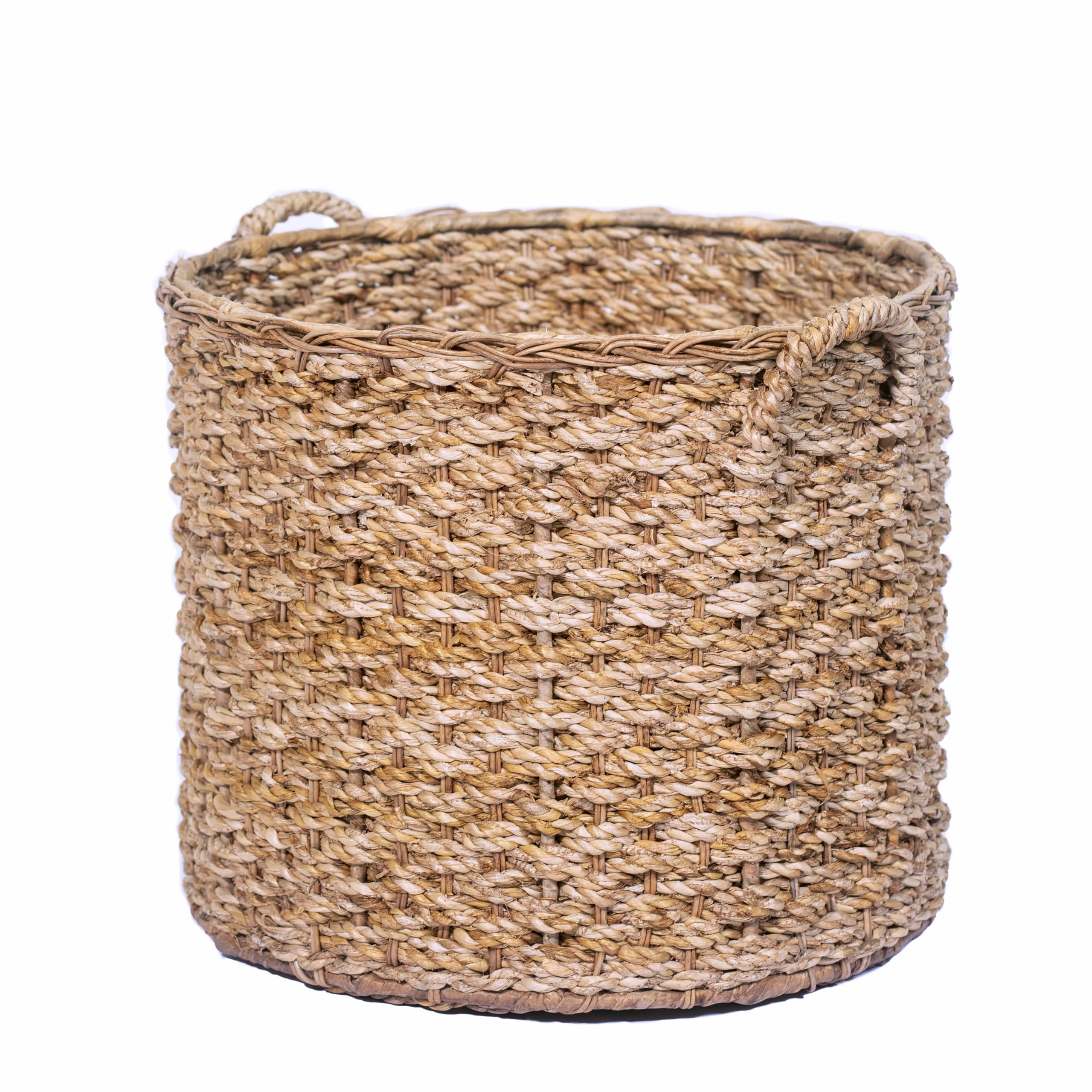 Round Woven Wicker Rattan Large Blanket Shelf Storage Basket with Handles perfect Big Empty Decor... | Amazon (US)