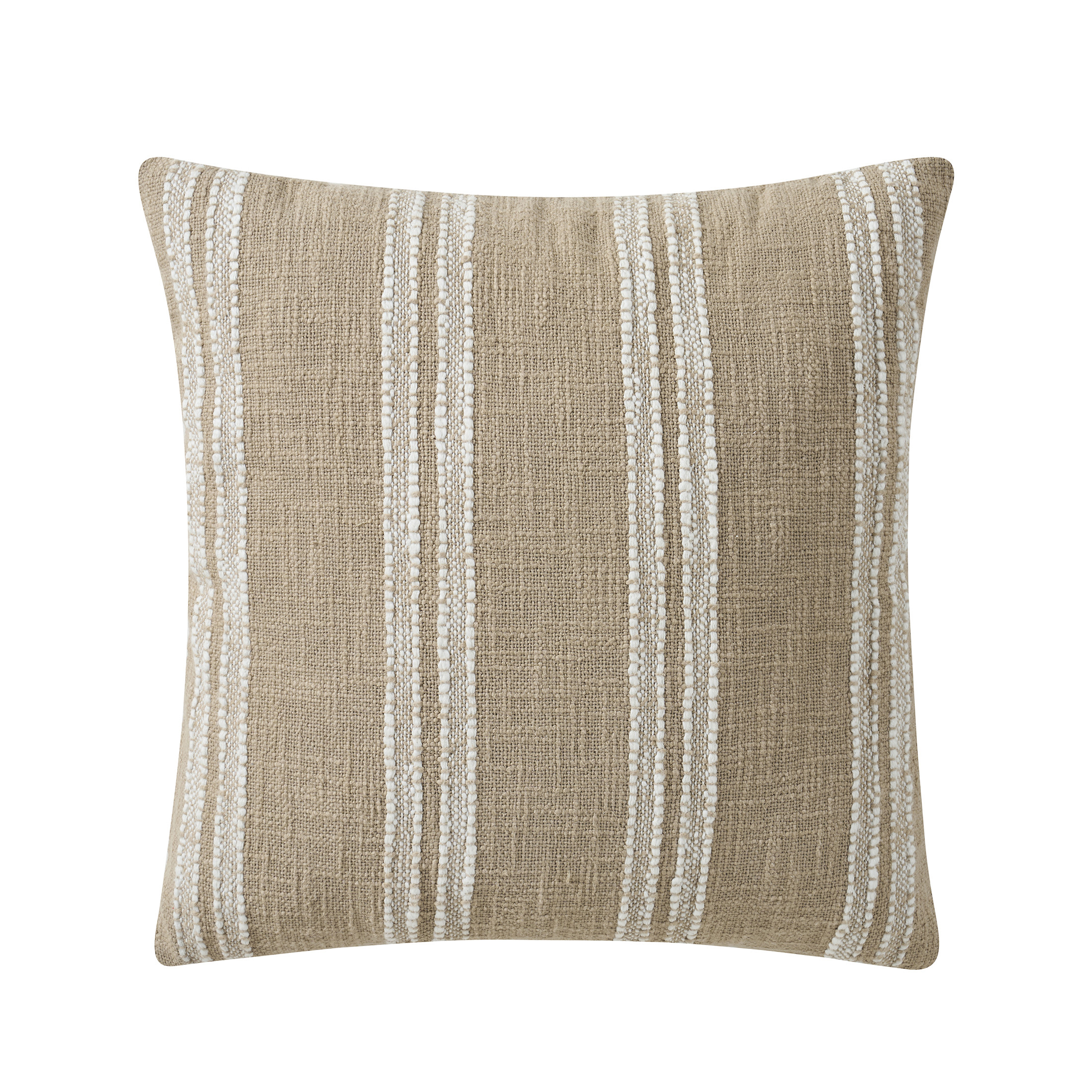 My Texas House 18" x 18" Singa Stripe Taupe Reversible Cotton Slub Decorative Pillow - Walmart.co... | Walmart (US)