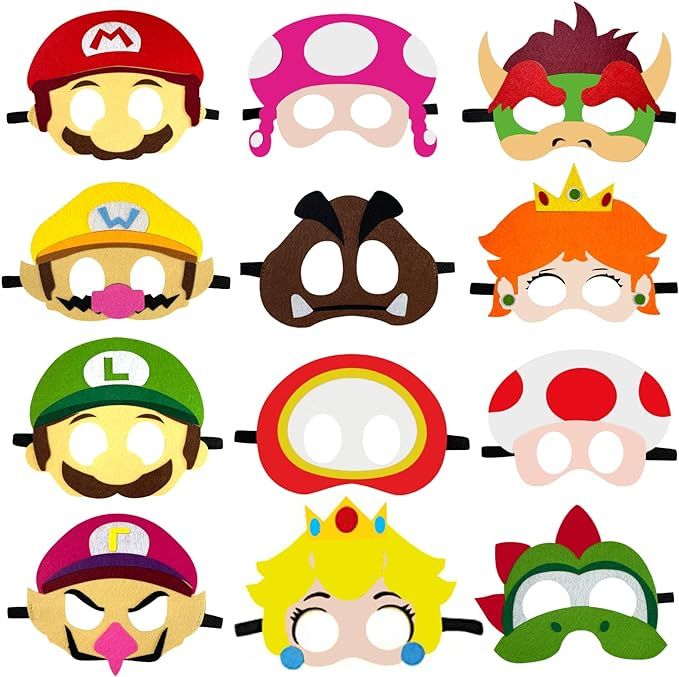 12 Pack Felt Masks Party Supplies for Kids Themed Birthday Party Favors Photo Booth Prop Cartoon ... | Amazon (US)