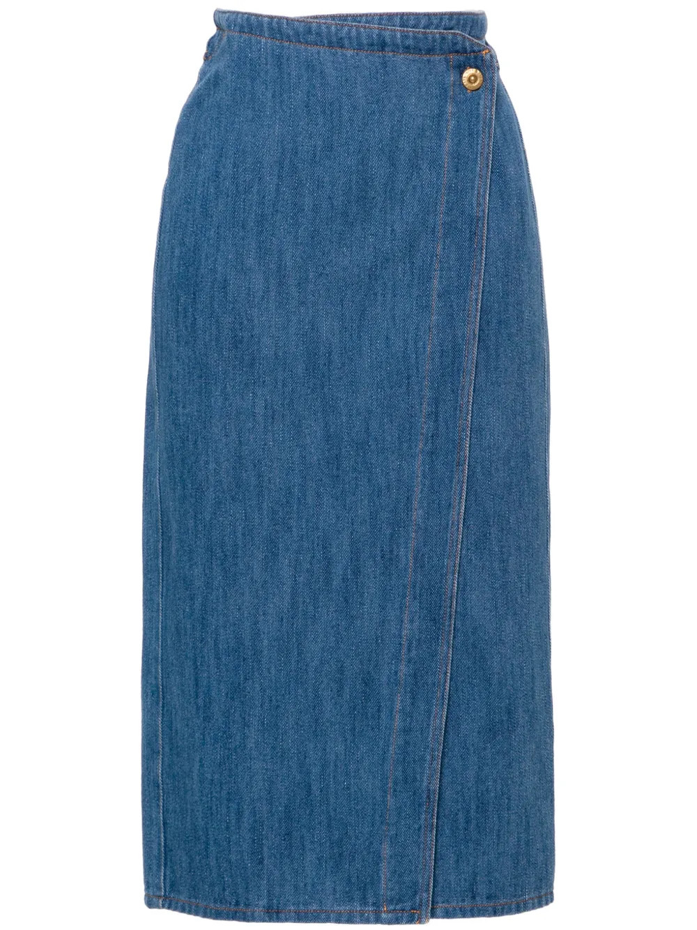 Forte Forte Wrap Denim Midi Skirt | Blue | FARFETCH | Farfetch Global