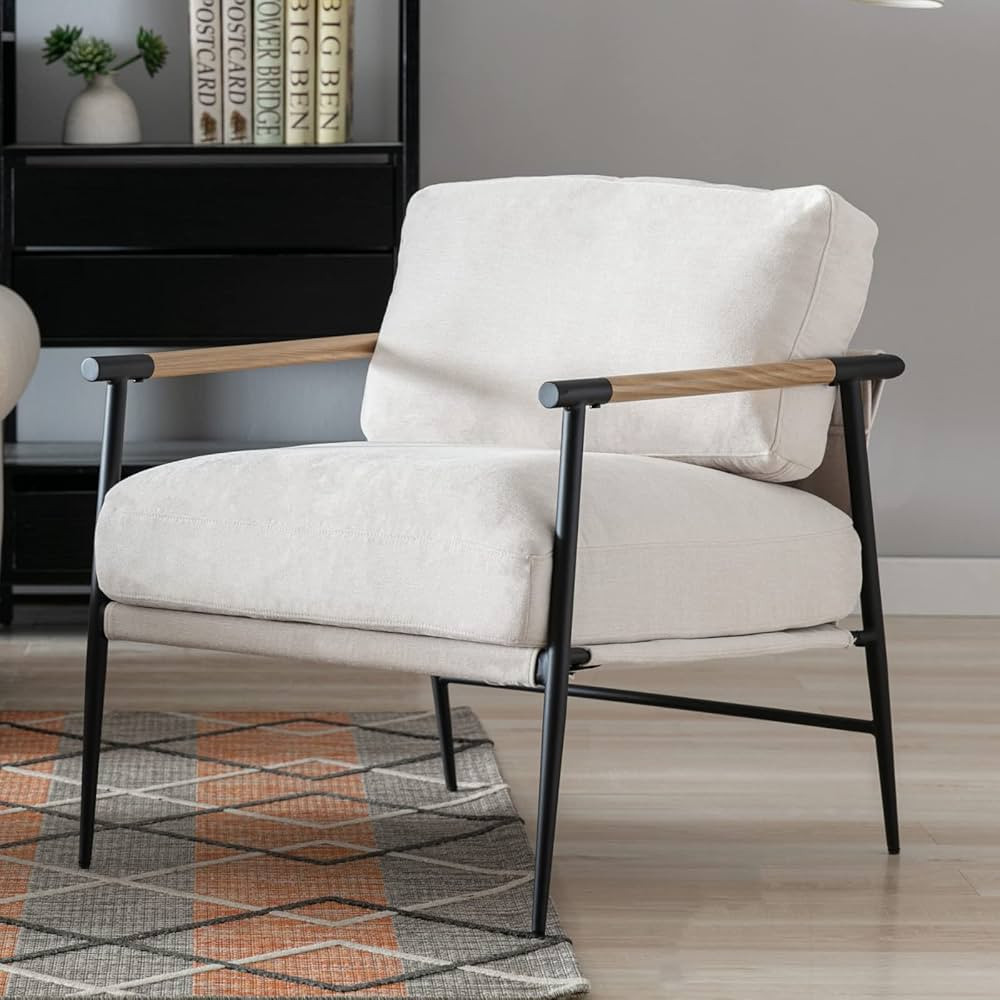 LukeAlon Mid-Century Chenille Accent Chair, Ultra Soft Living Room Chair with Metal Legs Modern A... | Amazon (US)