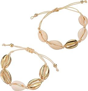 2Pcs Beach Shell Necklace Bracelet Anklet Set for Women Girls Summer Handmade Bracelets Ankle Bra... | Amazon (US)
