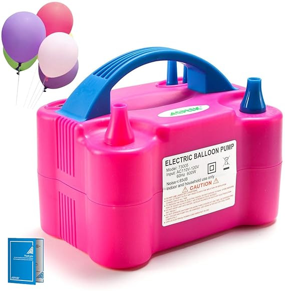 Electric Air Balloon Pump, AGPTEK 110V 600W Rose Red Portable Dual Nozzle Inflator/Blower for Par... | Amazon (US)