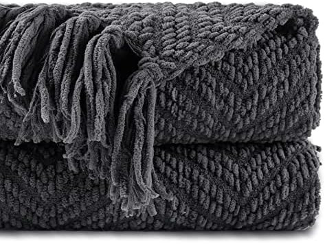 BATTILO HOME Grey Throw Blanket for Couch, Knit Woven Blanket Versatile for Chair, 50 x 60 Inch -... | Amazon (US)