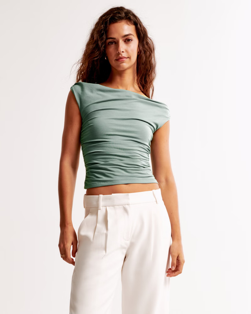 Women's Off-The-Shoulder Ruched Top | Women's New Arrivals | Abercrombie.com | Abercrombie & Fitch (US)