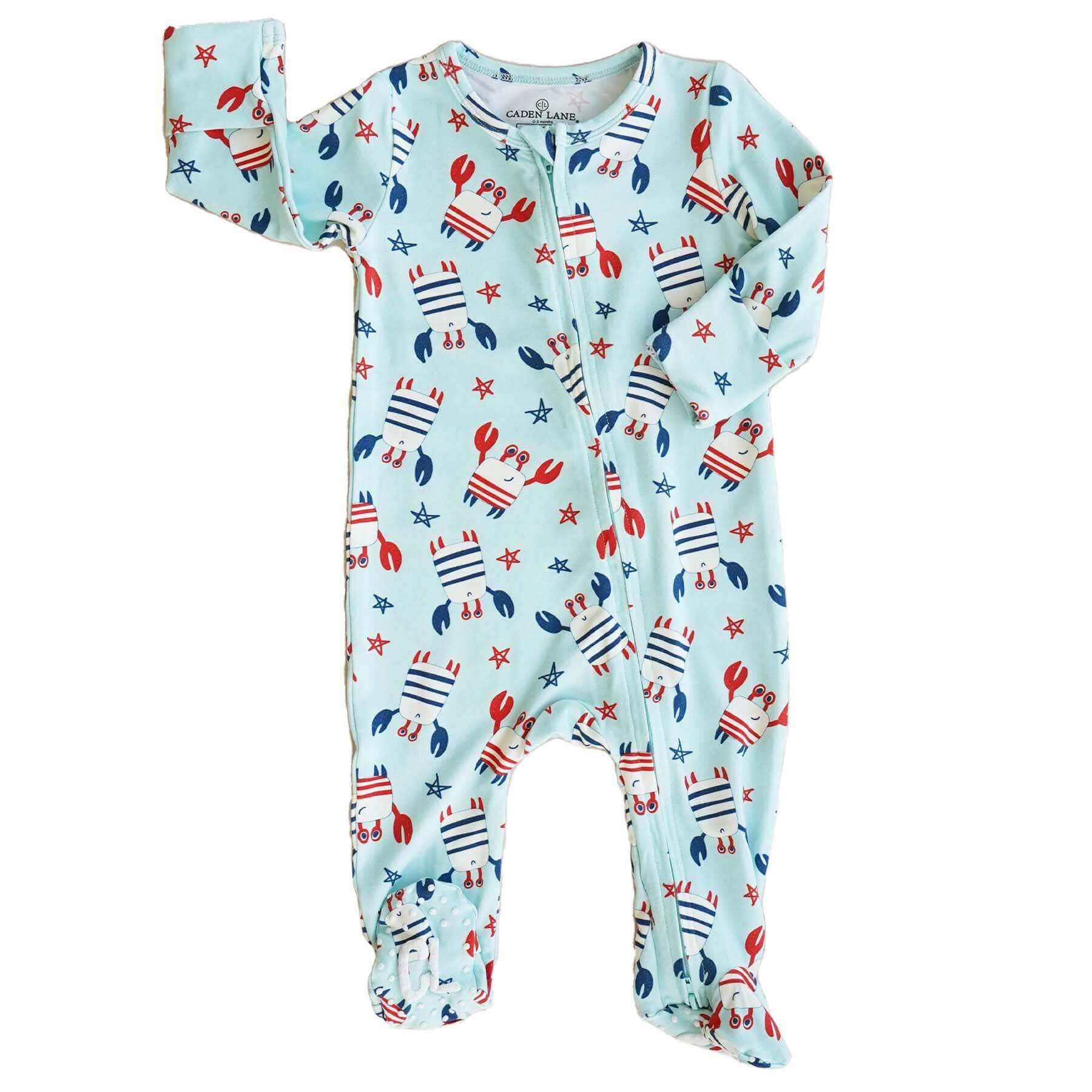 Crabby Cutie Zipper Footie | Caden Lane
