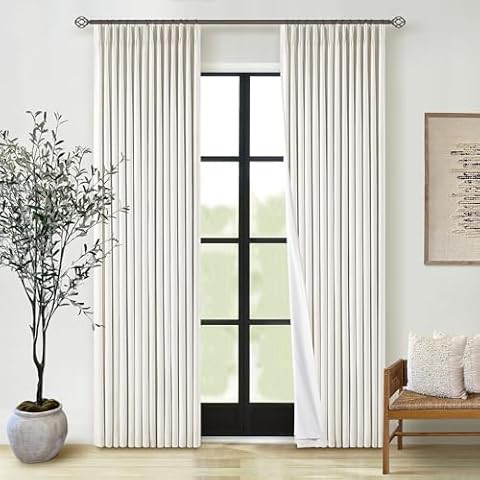 Topfinel 90 Inches Long Full Blackout Linen Curtains for Bedroom, Pinch Pleated Sound Block Curta... | Amazon (US)