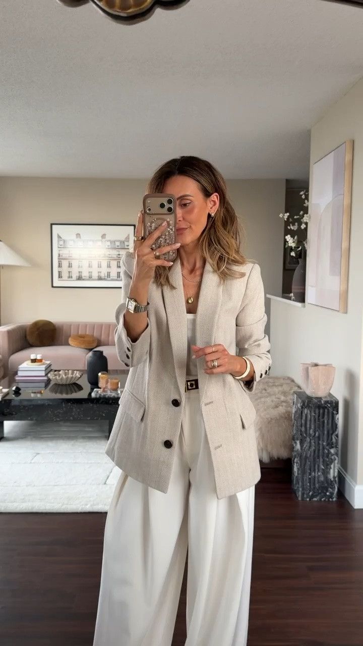 Tweed blazer is absolutely perfection, the tailoring, fit and fabric are top notch, another one that came straight from NYFW presentation! Fits tts/2  pairing with these full trousers also size 2 and Zara knit tank

#LTKootd #LTKSeasonal #LTKOver40