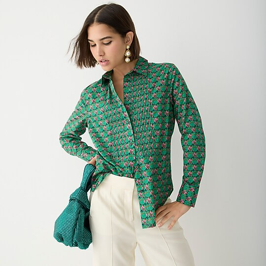Slim-fit organic cotton tuxedo shirt in Liberty® Tudor tulip fabric | J. Crew US