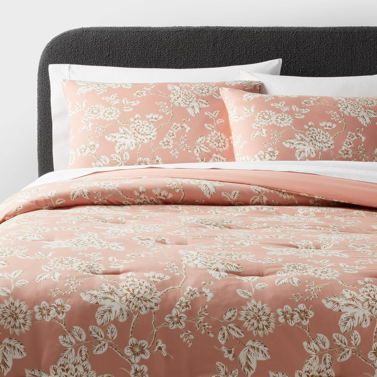 King Floral Print Comforter and Sham Set Light Pink - Threshold™: 310 Thread Count, Cotton Sate... | Target