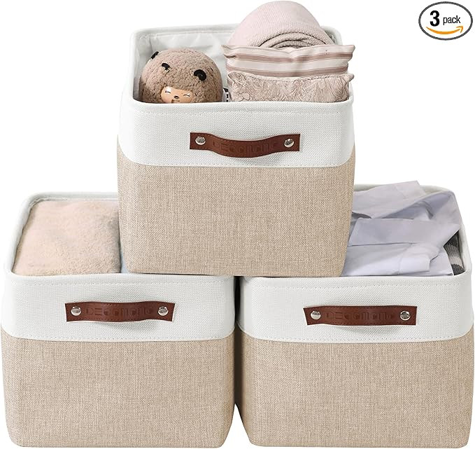 DECOMOMO Storage Baskets for Shelves - Fabric Storage Bins, Linen Closet Organizers and Storage (... | Amazon (US)