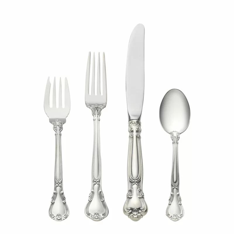 Chantilly 4 Piece Sterling silver Flatware Set, Service for 1 | Wayfair North America