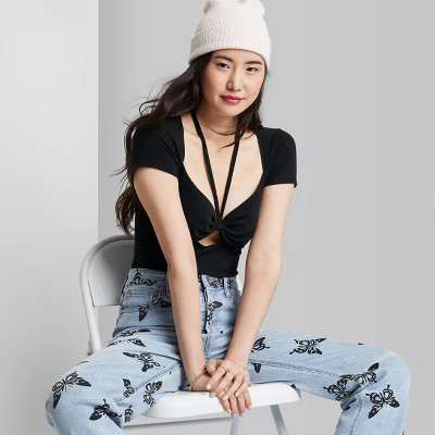 Women's Short Sleeve Cutout Bodysuit - Wild Fable™ | Target