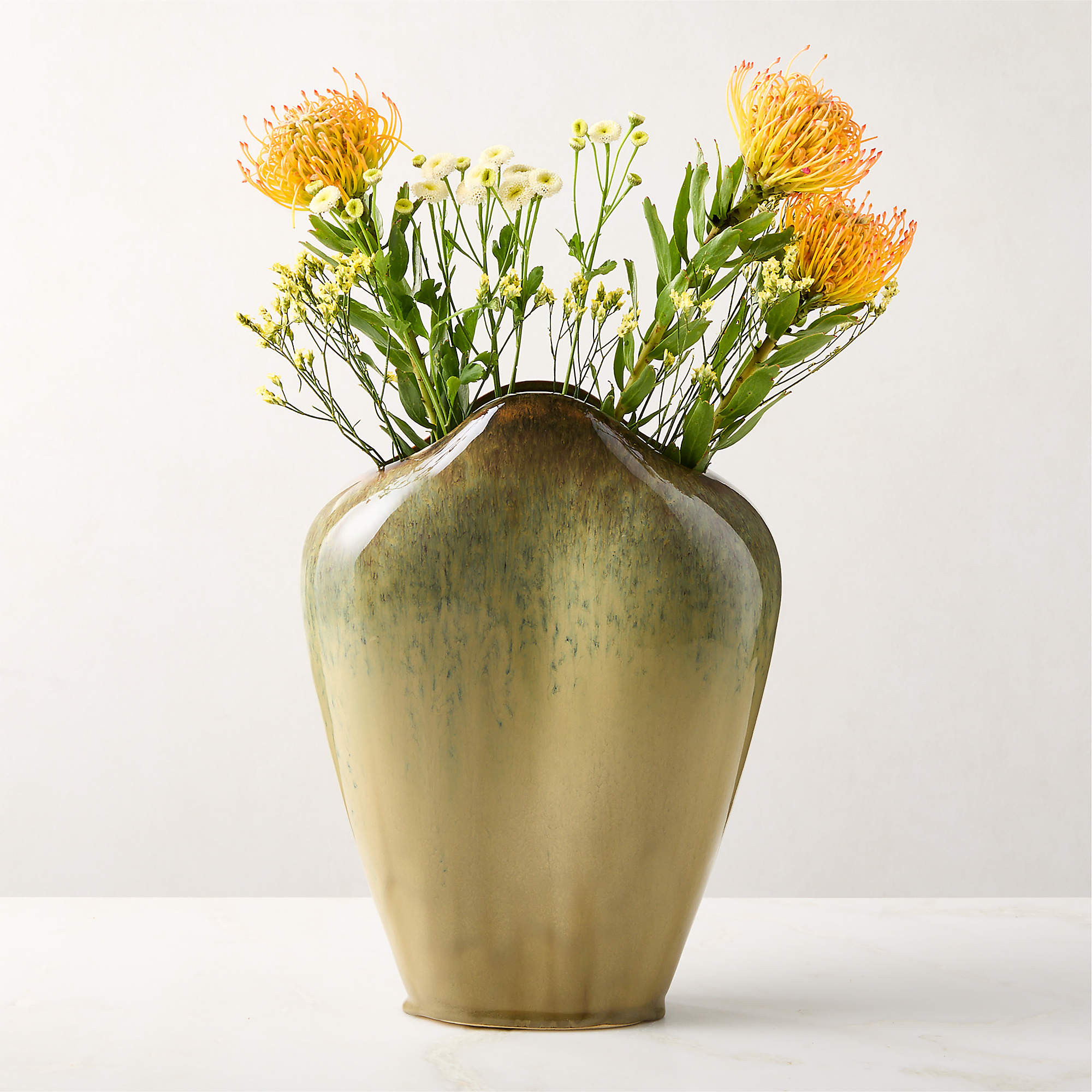 Canale Green Ceramic Vase with Reactive Glaze + Reviews | CB2 | CB2