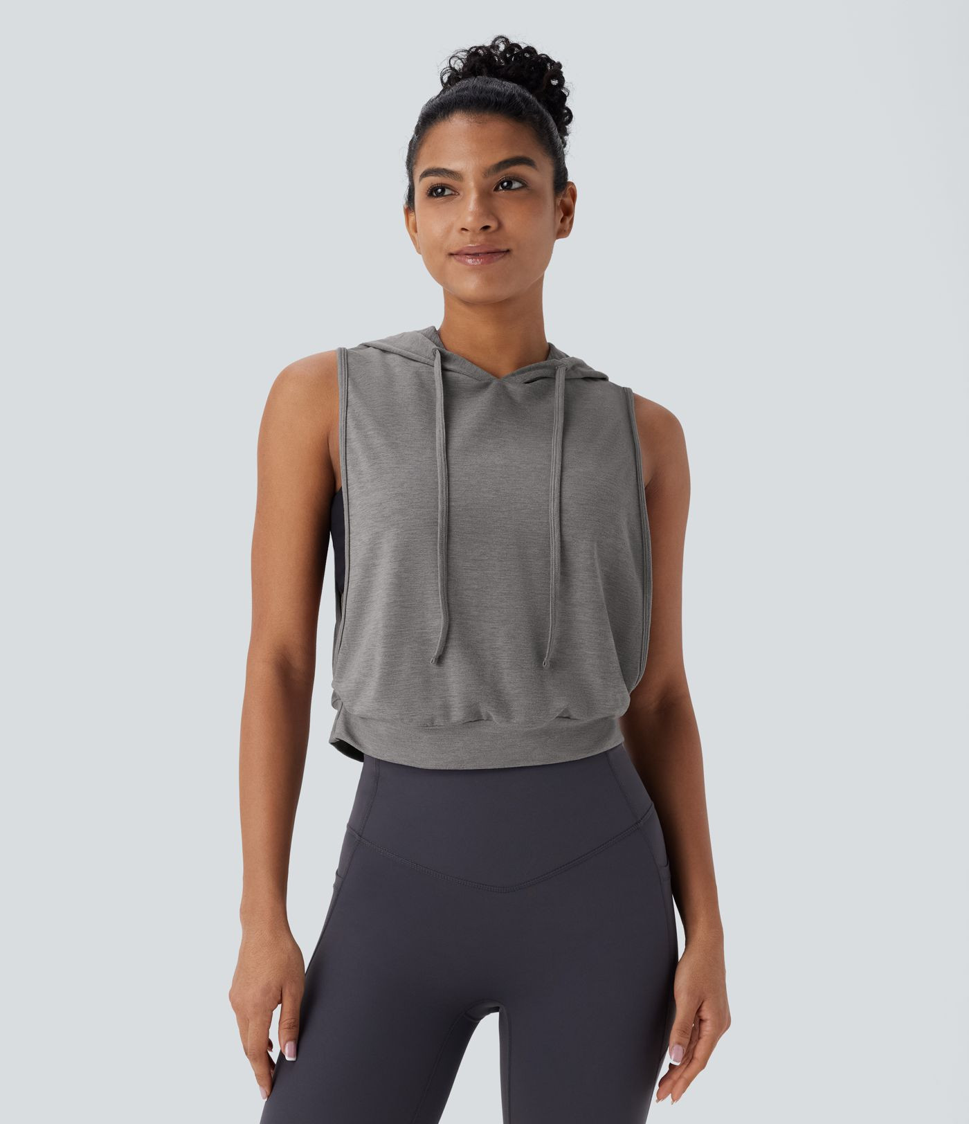 Women\u2019s Hooded Drawstring Sleeveless Cropped Running Tank Top - Halara | HALARA