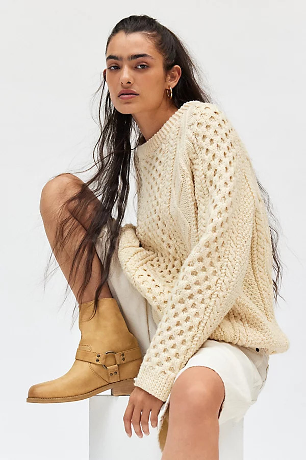 Urban Renewal Vintage Fisherman Pullover Sweater in Cream, Women's at Urban Outfitters | Urban Outfitters (US and RoW)