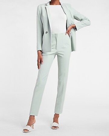 Gray Supersoft Twill Pull-on Ankle Pant Suit | Express