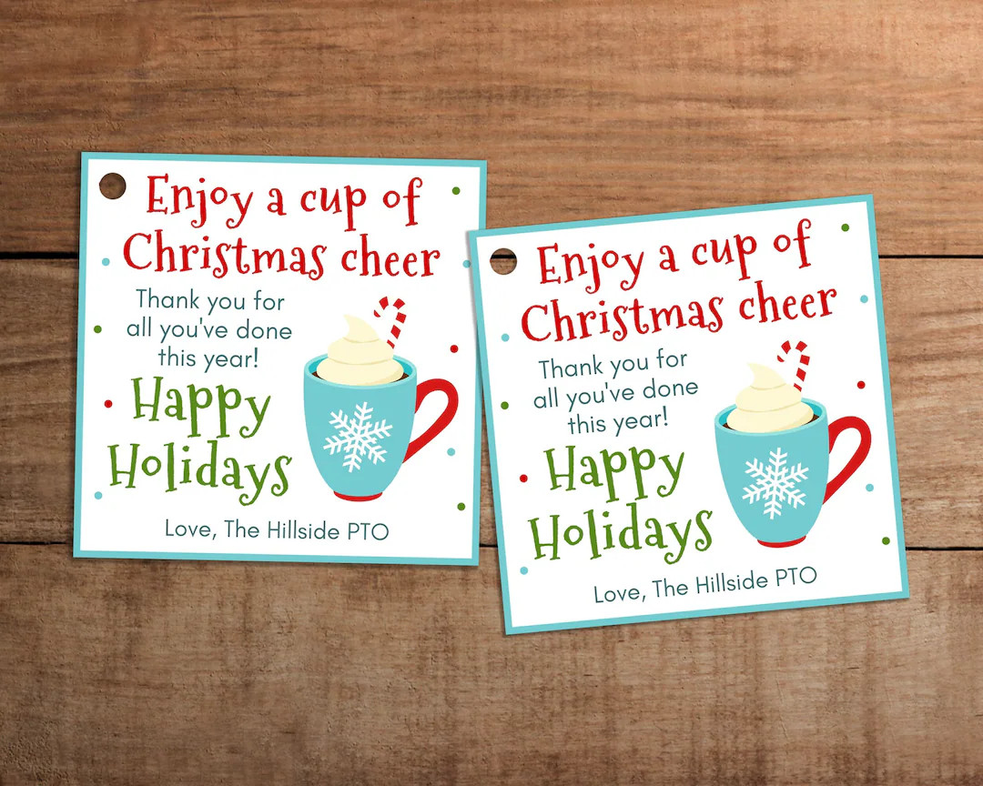 Christmas Gift Tag Printable for Teacher Nurse Staff Employee Coworker Boss, Enjoy a Cup of Cheer... | Etsy (US)
