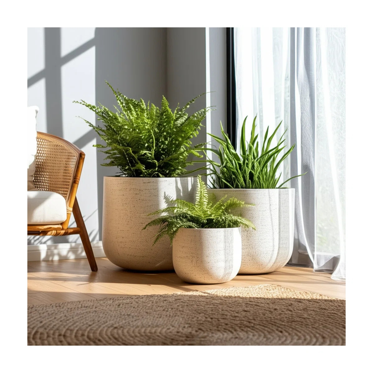 Planter Set Polyresin Carved Sculptural Design Decorative Indoor Outdoor Container Pots Contempor... | Wayfair North America