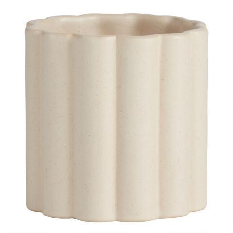 Ivory Ceramic Channeled Planter | World Market