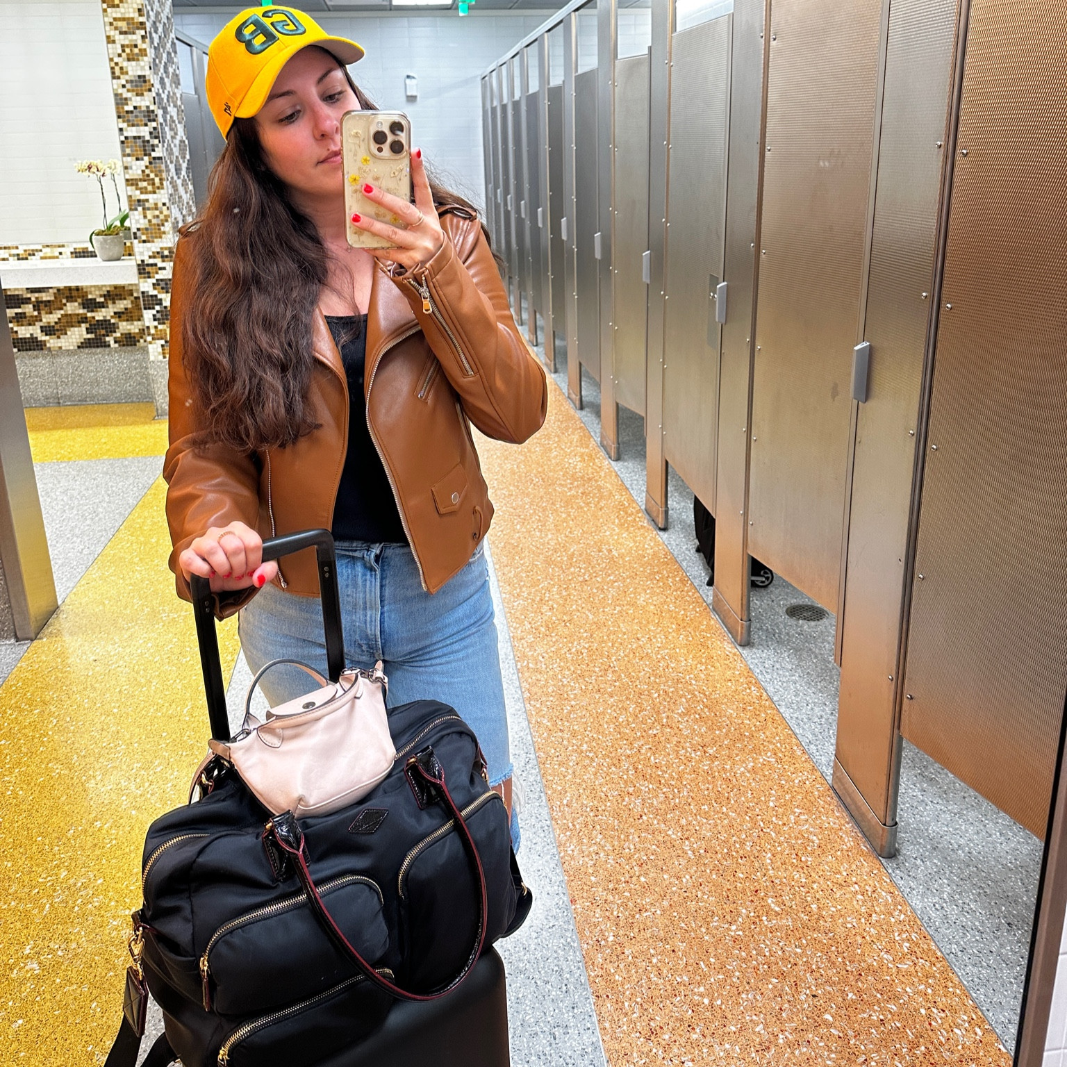 Quick flight fit! ✈️ travel essentials for a short flight & carry on. Rebecca Minkoff leather jacket & MZ Wallace are sold out but found similar!

#LTKfindsunder100 #LTKtravel #LTKfindsunder50