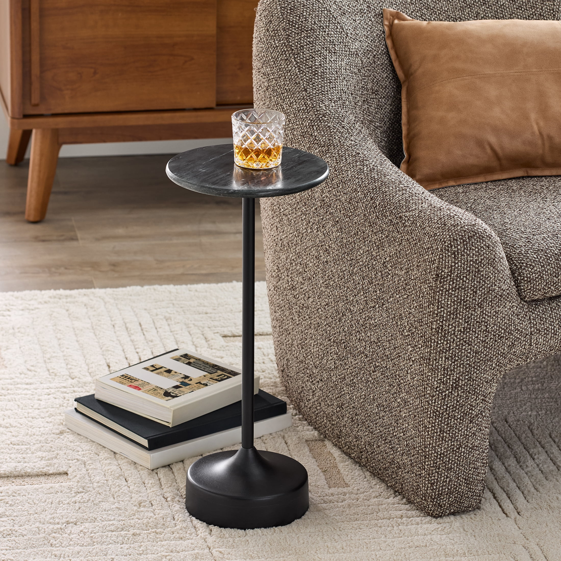 Better Homes & Gardens Aster Marble Drink Table, Black Marble | Walmart (US)