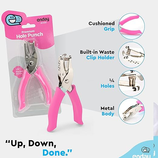 Single Hole Punch Metal Pink, 1/4” Hole Puncher with Soft Grip Handles for Paper and Crafts Rou... | Amazon (US)