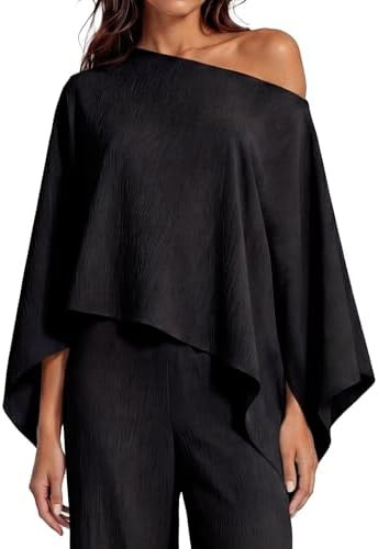 Sunzel Multiway Linen-Like Off Shoulder Poncho Shawl Top V Neck Boat Neck Batwing Sleeve Flowy Bo... | Amazon (US)