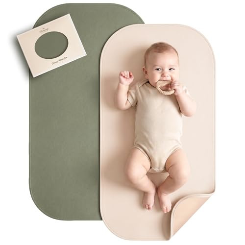 Konssy Faux Leather Baby Changing Mat 2 Pack, Oval, 30"x17" | Amazon (US)