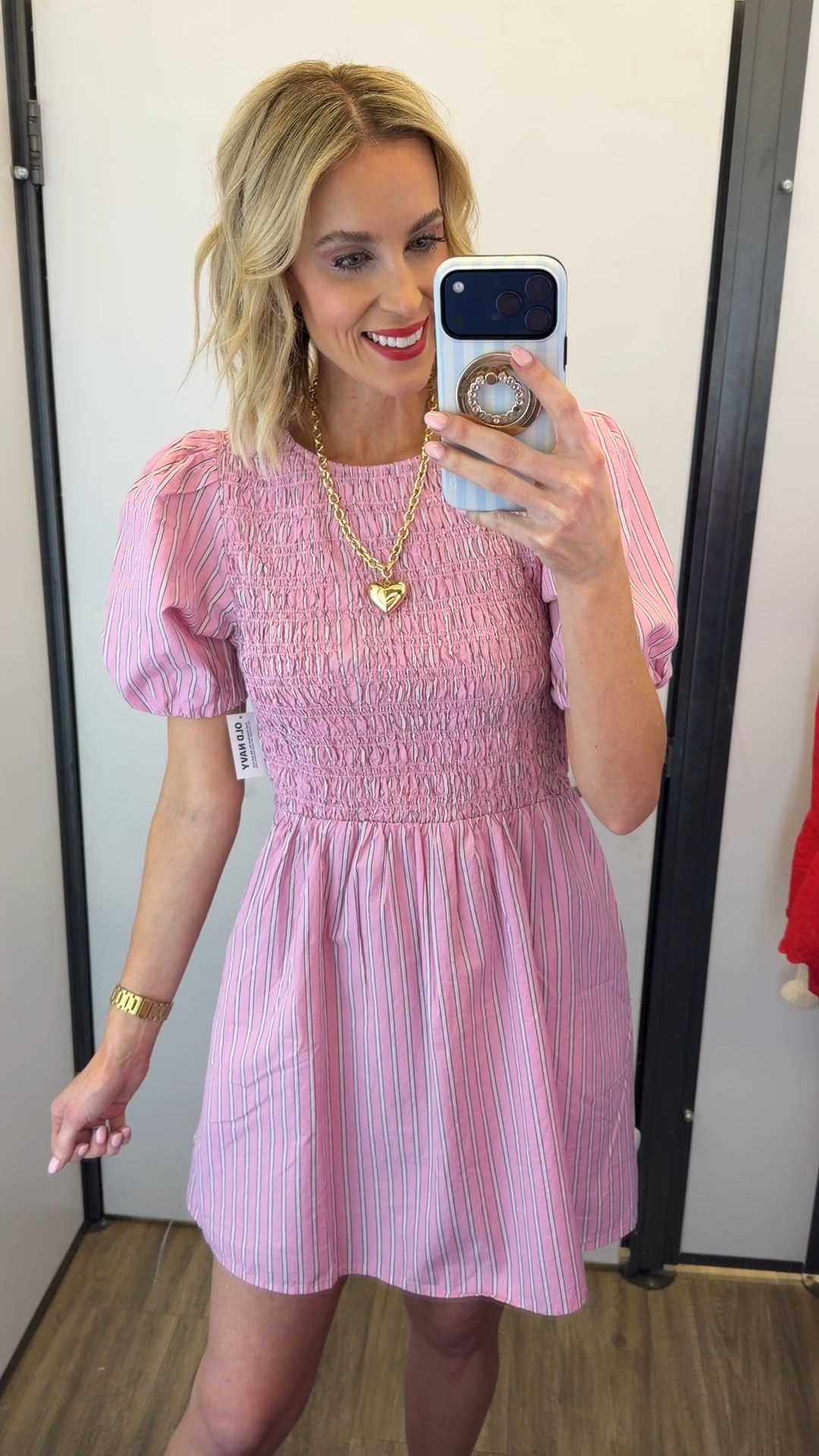 Old Navy spring dress! Wearing a small in the pink. Comes in navy and other colors  