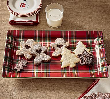 Stewart Plaid Stoneware Rectangular Serving Platter | Pottery Barn (US)