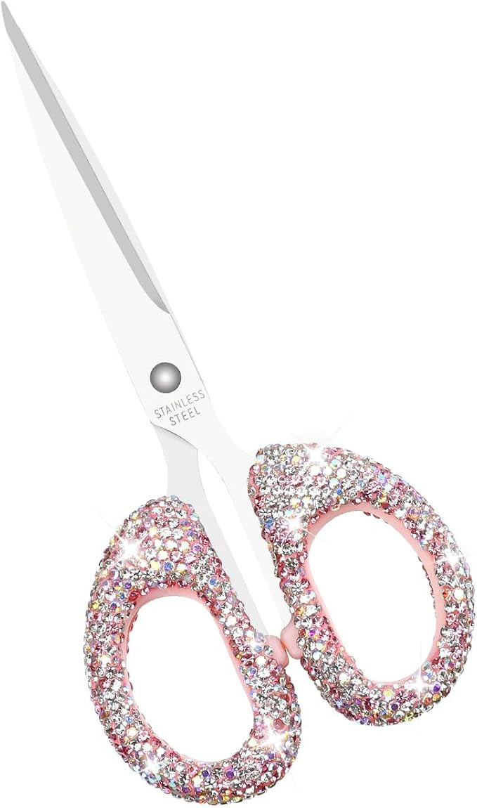 Koqye 6.3-Inch Pink Rhinestone Scissors - Stainless Steel Cute Scissors for Office, Home & Crafti... | Amazon (US)
