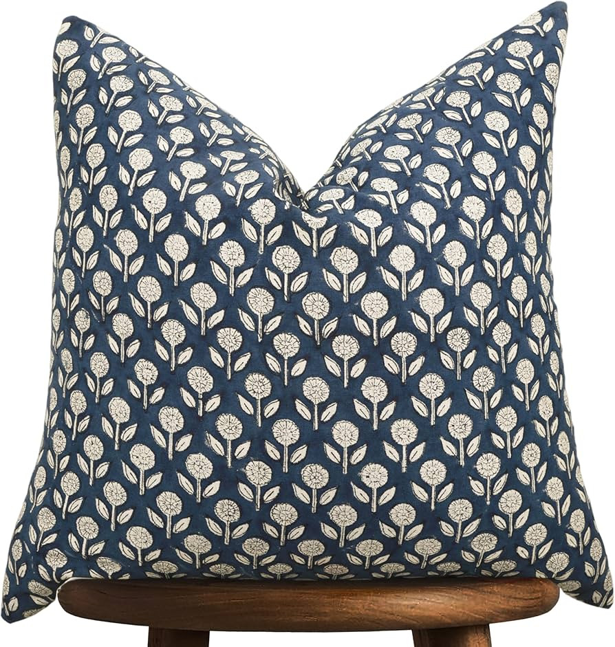 Hand-Block Printed, Artisan-Made Neutral Accent Throw Pillow Covers- 100% Cotton Cushion for Sofa... | Amazon (US)