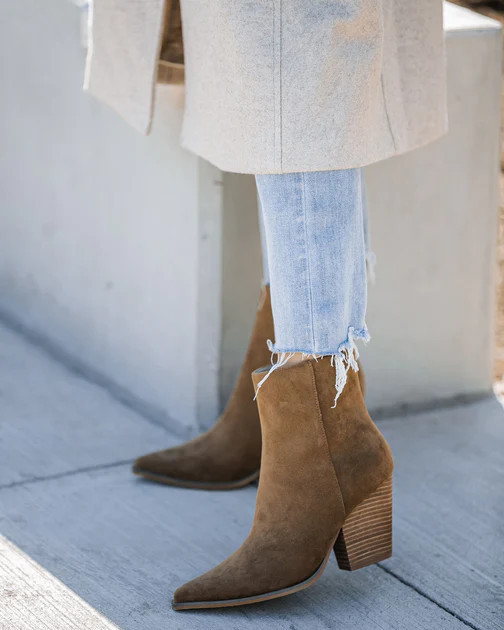 Hailey Faux Suede Heeled Bootie - Brown | VICI