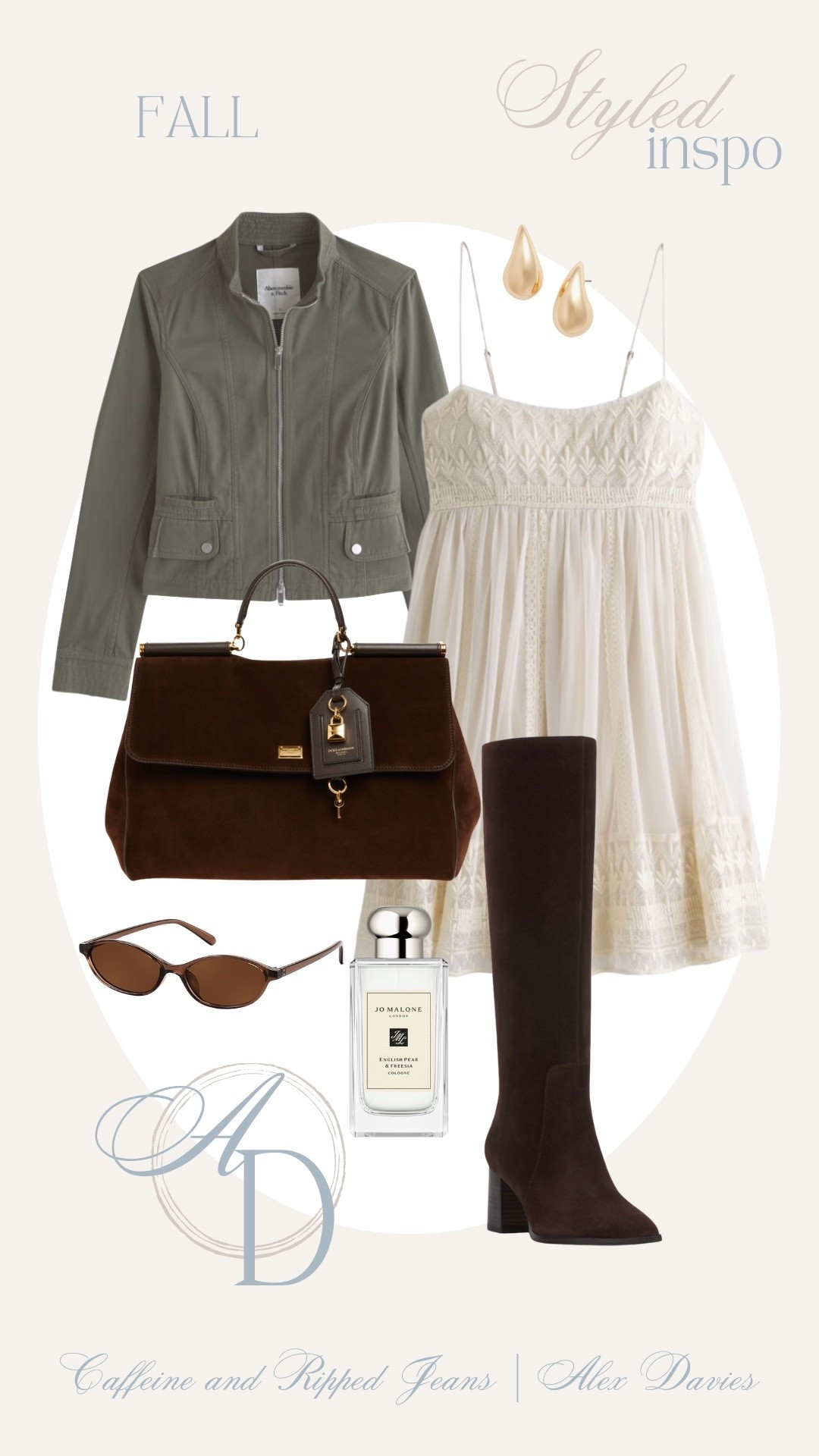 // Abercrombie mini dress // lace mini dress // mini dress outfit inspo for fall // how to wear a mini dress in fall // olive jacket // olive green jacket // green jacket // suede boots // tall suede boots // dolce and gabana bag // jo Malone London perfume // sunglasses // 

#LTKFallSale #LTKSaleAlert #LTKSeasonal