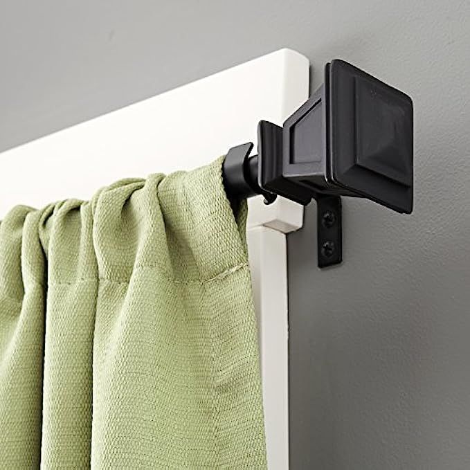 Kenney Seville 5/8" Standard Decorative Window Curtain Rod, 48-86", Matte Black | Amazon (US)