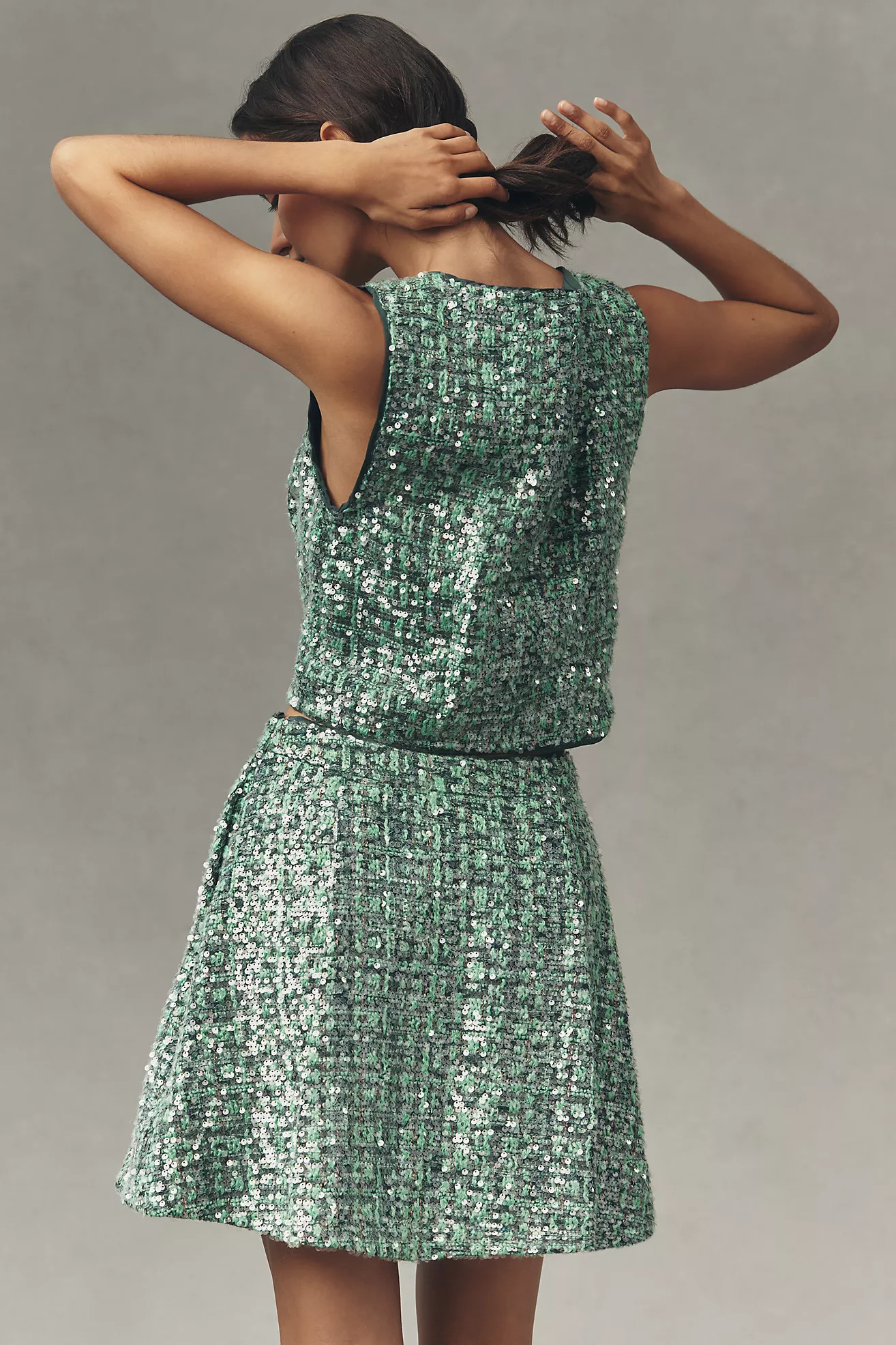 Maeve Sequin Tweed Mini Skirt | Anthropologie (US)